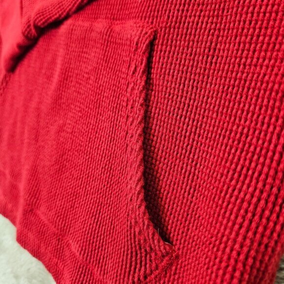 Polo Ralph Lauren Knit Hoodie Waffle Thermal Pullover Sweater Classic Red Size S - Picture 7 of 11